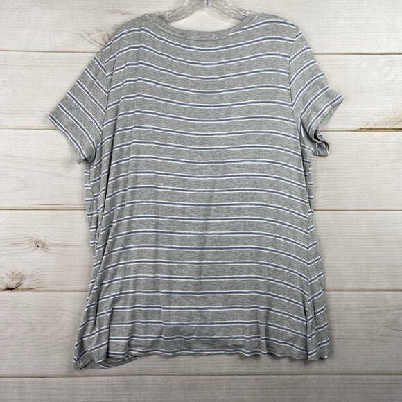 Nine Britton XXL Arella Tie Front Blouse Stitch Fix Gray Stripe Short Sleeve Tee - Picture 8 of 8